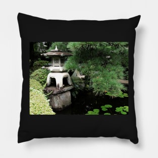 Stone Lantern and Japanese Garden Pond Pillow