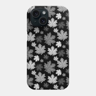 Black and white leaves pattern Phone Case