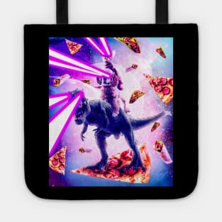 Laser Eyes Space Cat Riding Dog And Dinosaur Tote