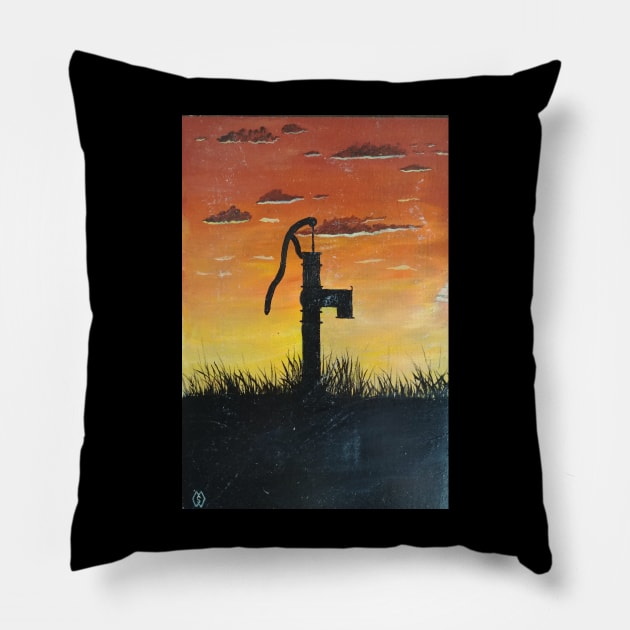 Water Pump at Sunset Pillow by Matt Starr Fine Art