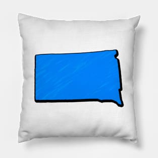 Bright Blue South Dakota Outline Pillow