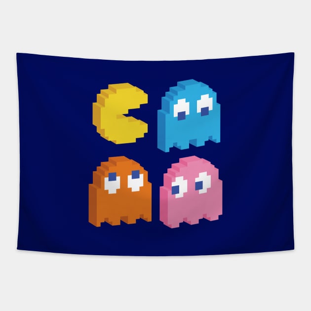 Isometric PacMan Tapestry by Jasmine Chang Art