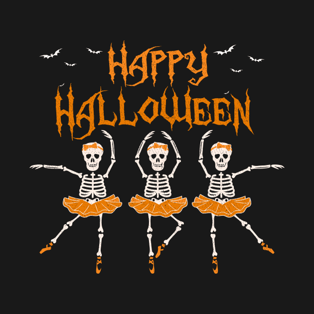 Happy Halloween Skeleton Ballerina TShirt - Dancing Ballet by igybcrew