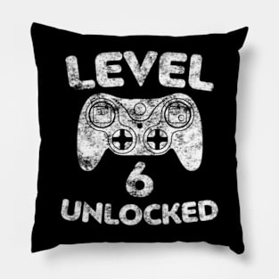 Kids Level 6 Unlocked 6Th Video Gamer Birthday Pillow