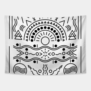 Tribal Sun and Waves Design Tapestry