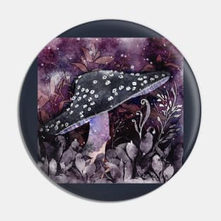 Witchy Ladybug Mushroom Negative Painting Pin