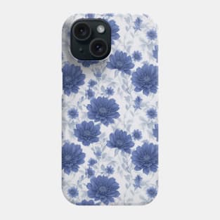 Wild Navy Cornflowers Flowers. Watercolor Pattern Phone Case