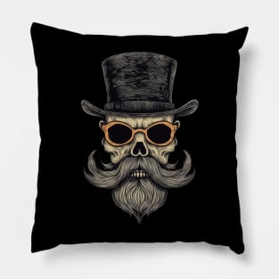 Skull with mustache Pillow