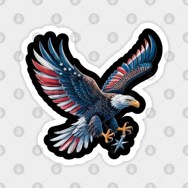 American Flag Bald Eagle Patriotic Eagle 4th of July USA Magnet by Creatifly Graphic Tees
