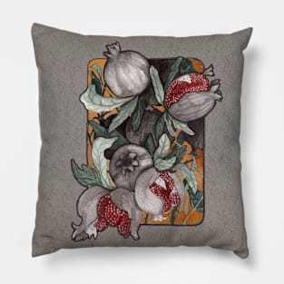 Grey and Gold Pomegranate Pillow