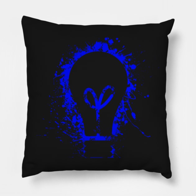 Electrical light bulb blue color splash Pillow by EngineersArt