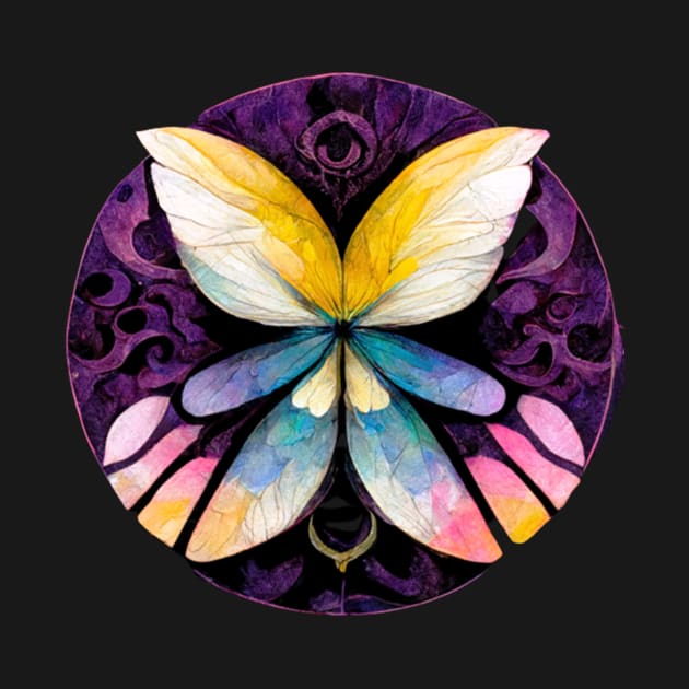 butterfly, mandala, purple, pink, black, blue, green, yellow, gold, silver, white, rose, freesia by AnnaMartaFoley