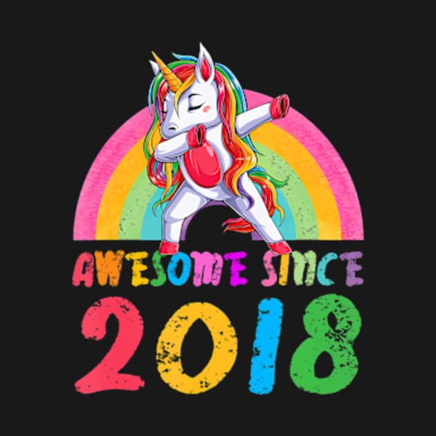 3 Years Old 3rd Birthday Unicorn Awesome Since 2018 by Daysy1