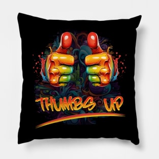 Thumbs up, two thumbs up collorfull graffiti style Pillow