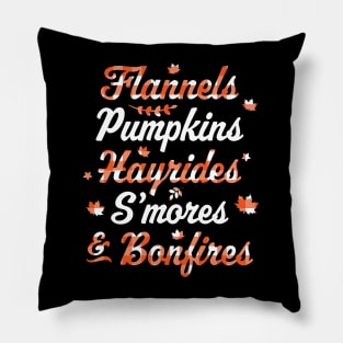 Flannels Pumpkins Hayrides Smores Bonfires Fall Thanksgiving Pillow