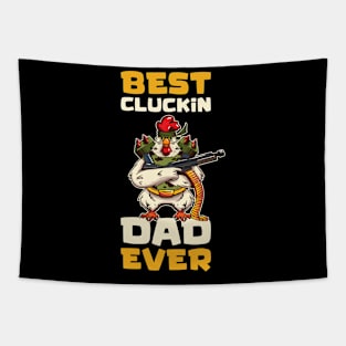 Best Cluckin Dad Ever Funny Chicken Gift Tapestry