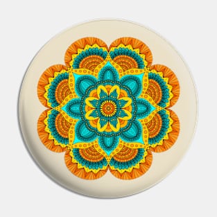 Orange & Teal Mandala Pin