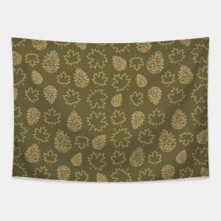 Autumnal Leafs in Brown Tones - Nature Pattern Tapestry