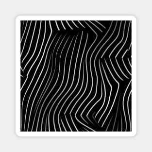 Monochrome Elegance: White Abstract Lines on Black Magnet