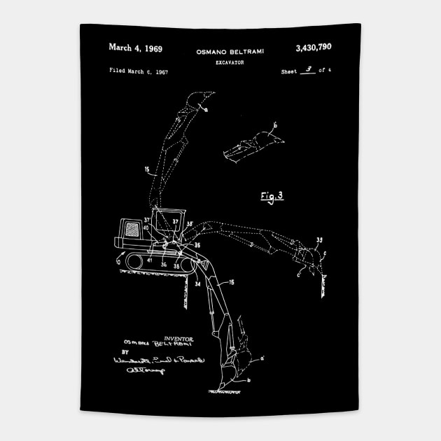 Excavator Patent / Excavator operator gift idea Tapestry by Anodyle