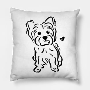 Yorkie Yorkshire Terrier Minimalistic Brush style Illustration Pillow