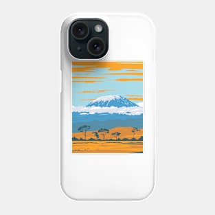 Mount Kilimanjaro Dormant Volcano in Tanzania the Highest Mountain in Africa WPA Poster Art Phone Case