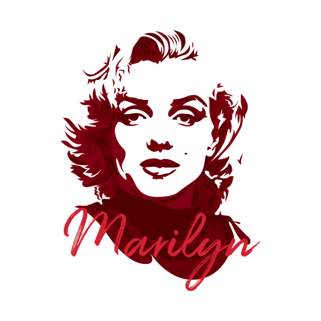 Marilyn Monroe Red Negative Space by polliadesign