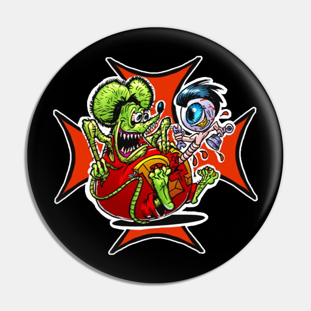 Rat Fink Chest Buster Pin by Biomek
