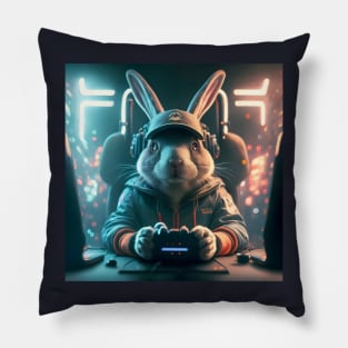 Gamer rabbit bunny Pillow