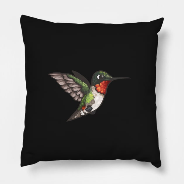 Ruby-Throated Hummingbird Pillow by Ginboy