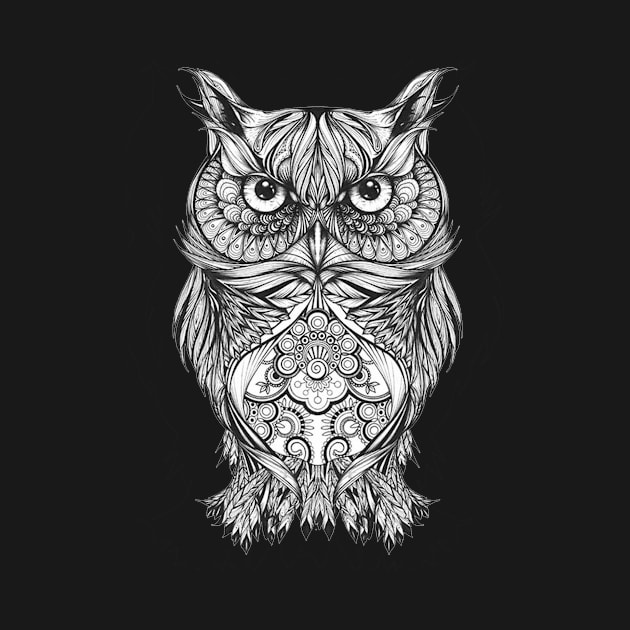 Artsy Artistic Style Design Of A Black Owl by Atteestude