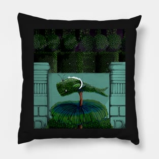 Alabaster the Cat and the Topiary Whale Night Version Pillow