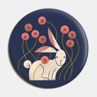 Rabbit and Wildflowers Pin