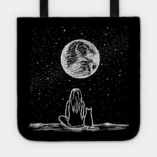 Cat and moon Tote