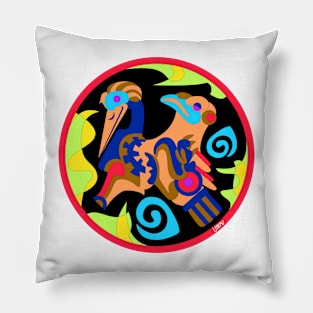 mexican seagull pelican bird codex glyph ecopop art in pattern Pillow