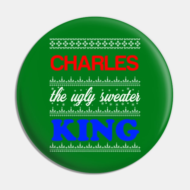 CHARLES the Ugly Sweater King> Happy Holidays Pin by CoolApparelShop