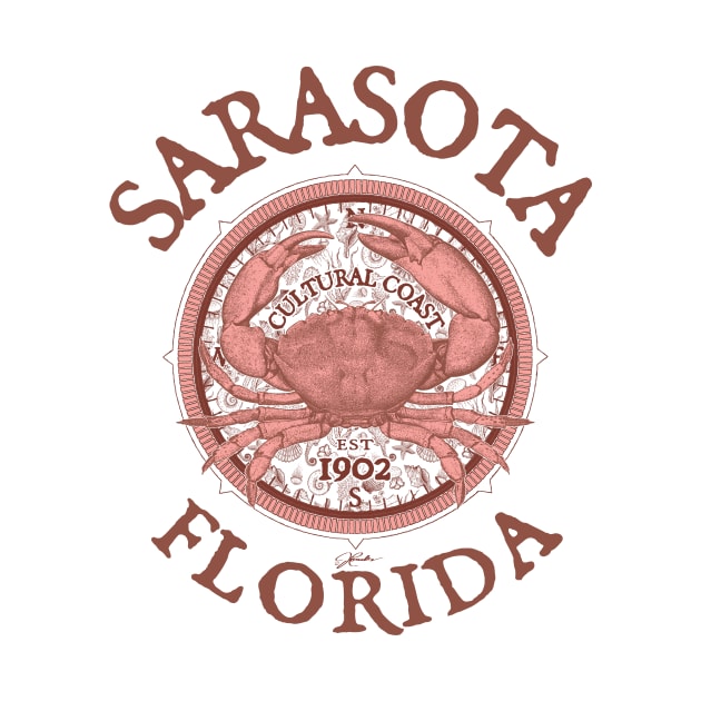 Sarasota, Florida, with Stone Crab on Wind Rose by jcombs