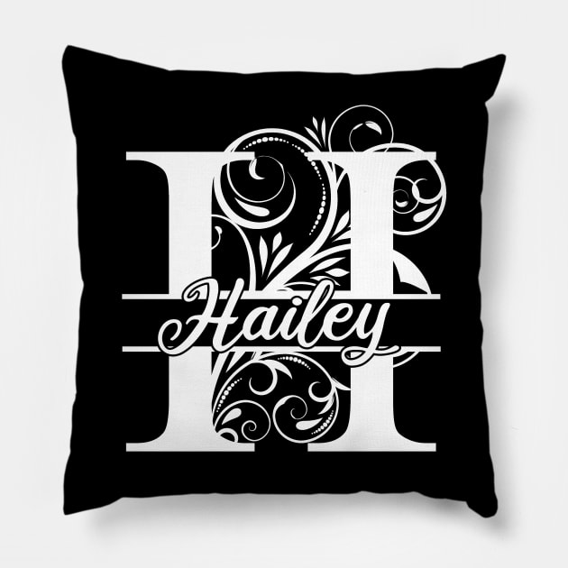 Personalized Name Monogram H - Hailey - Letter H White Pillow by MysticMagpie