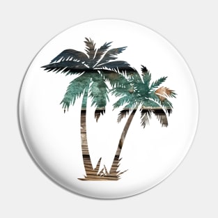 Distressed Wood Palm Trees Pin