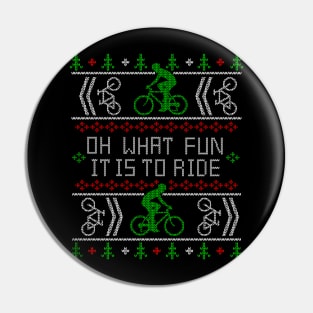 Biking Oh What Fun it is to Ride Ugly Christmas Sweater Bike Design Pin