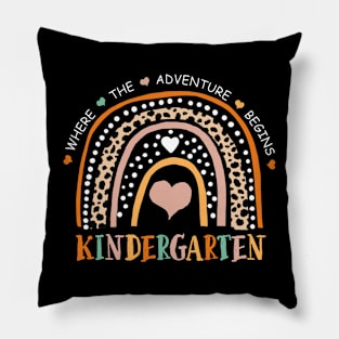 Leopard Rainbow Kindergarten Where The Adventure Begins Pillow