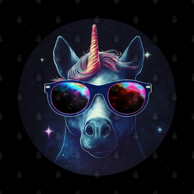 Epic Unicorn Wearing Sunglasses in Space by MythicPrompts