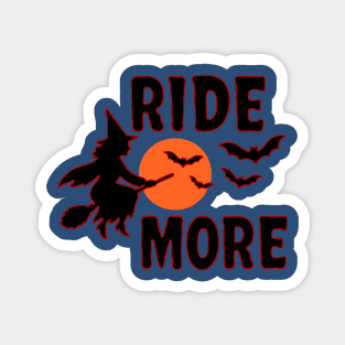 Ride More - Flying Halloween Witch with Bats and Moon Magnet