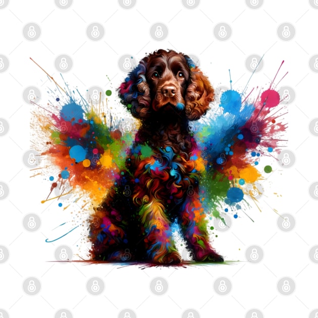 Colorful Irish Water Spaniel in Splash Art Style by ArtRUs