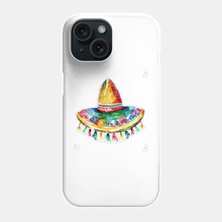 Cinco de mayo mexican hat in colorful watercolor style Phone Case