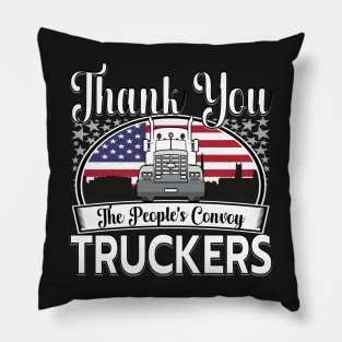 PEOPLES CONVOY US FLAG WASHINGTON DC 2022 WHITE LETTERS Pillow