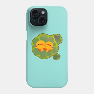 Cute Yellow Ducks Sunbathing on Lilypads Phone Case