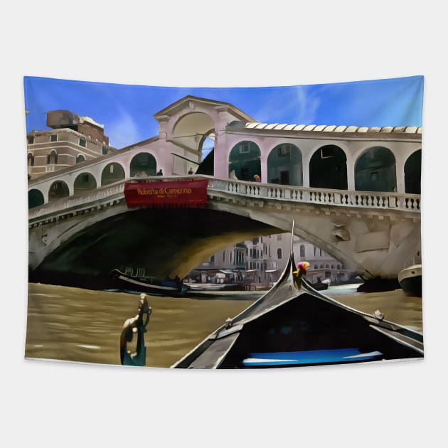 Rialto Bridge, Venice. Acrylically done Tapestry by JonDelorme