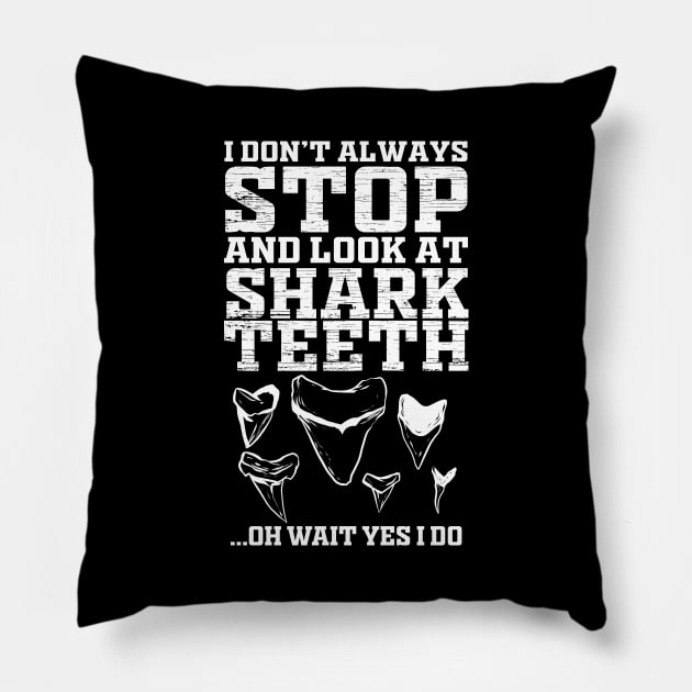 Shark Teeth Collector Fossils Pillow by ChrisselDesigns