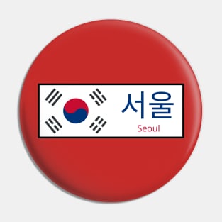 Seoul City in South Korean Flag written in Hangul Pin